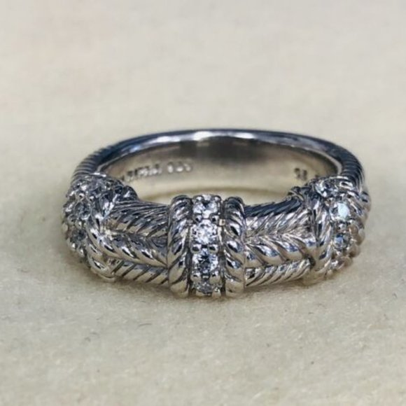 Judith Ripka Rope Diamonique & CZ Ring - Picture 1 of 9